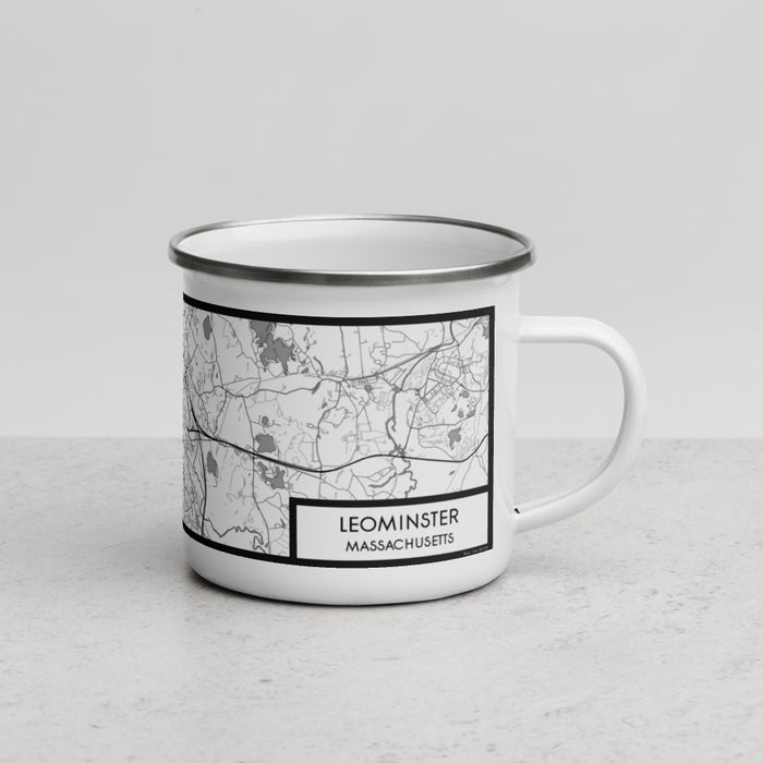 Right View Custom Leominster Massachusetts Map Enamel Mug in Classic