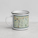 Left View Custom Leominster Massachusetts Map Enamel Mug in Woodblock