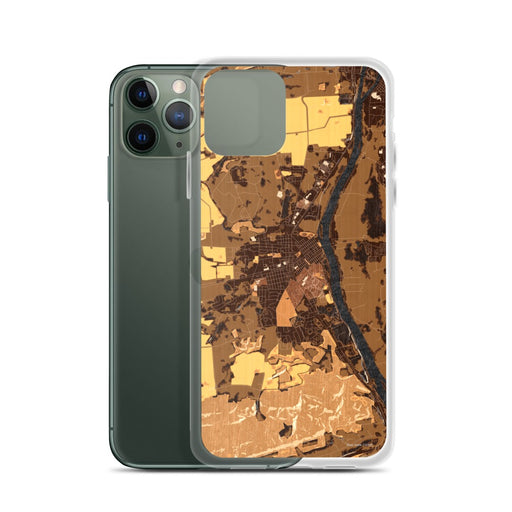 Custom Lewisburg Pennsylvania Map Phone Case in Ember on Table with Laptop and Plant
