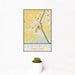 12x18 Lewisburg Pennsylvania Map Print Portrait Orientation in Woodblock Style With Small Cactus Plant in White Planter