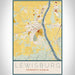 Lewisburg Pennsylvania Map Print Portrait Orientation in Woodblock Style With Shaded Background