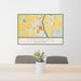 24x36 Lewisburg Pennsylvania Map Print Landscape Orientation in Woodblock Style Behind 2 Chairs Table and Potted Plant