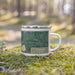 Right View Custom Lewiston New York Map Enamel Mug in Afternoon on Grass With Trees in Background