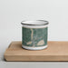 Front View Custom Lewiston New York Map Enamel Mug in Afternoon on Cutting Board