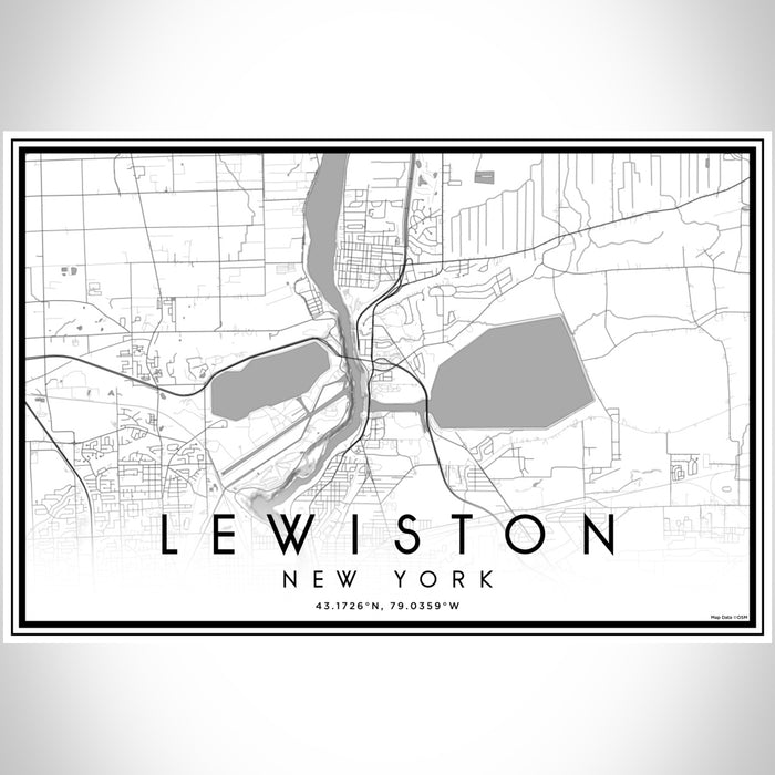 Lewiston New York Map Print Landscape Orientation in Classic Style With Shaded Background