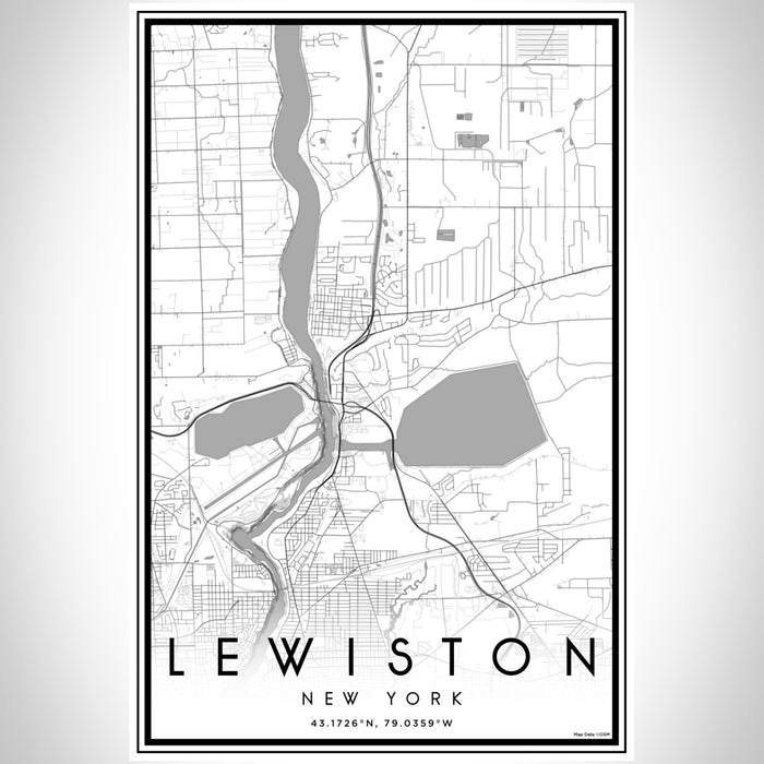 Lewiston New York Map Print Portrait Orientation in Classic Style With Shaded Background