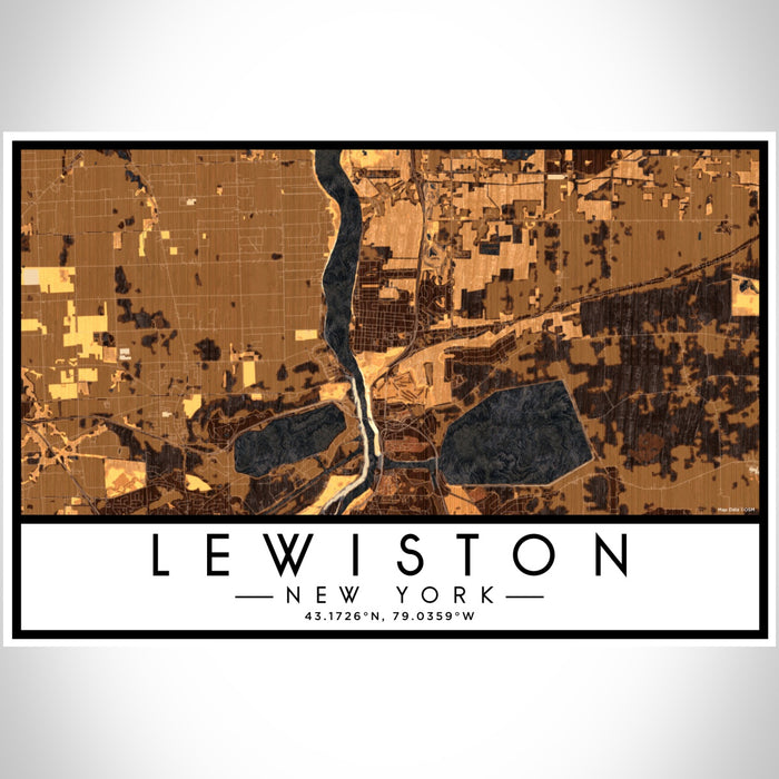 Lewiston New York Map Print Landscape Orientation in Ember Style With Shaded Background