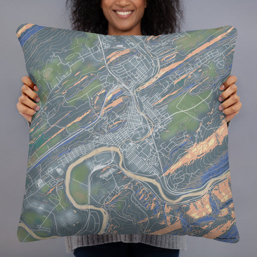 Person holding 22x22 Custom Lewistown Pennsylvania Map Throw Pillow in Afternoon