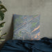 Custom Lewistown Pennsylvania Map Throw Pillow in Afternoon on Bedding Against Wall