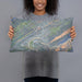 Person holding 20x12 Custom Lewistown Pennsylvania Map Throw Pillow in Afternoon