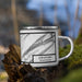 Right View Custom Lewistown Pennsylvania Map Enamel Mug in Classic on Grass With Trees in Background