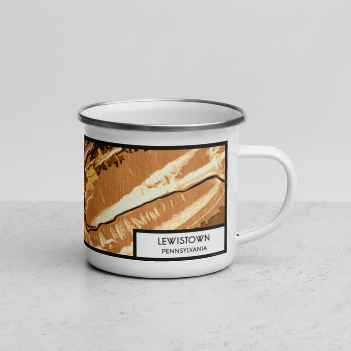 Right View Custom Lewistown Pennsylvania Map Enamel Mug in Ember