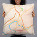 Person holding 22x22 Custom Lewistown Pennsylvania Map Throw Pillow in Watercolor