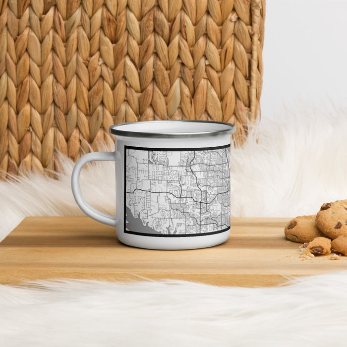 Left View Custom Lewisville Texas Map Enamel Mug in Classic on Table Top