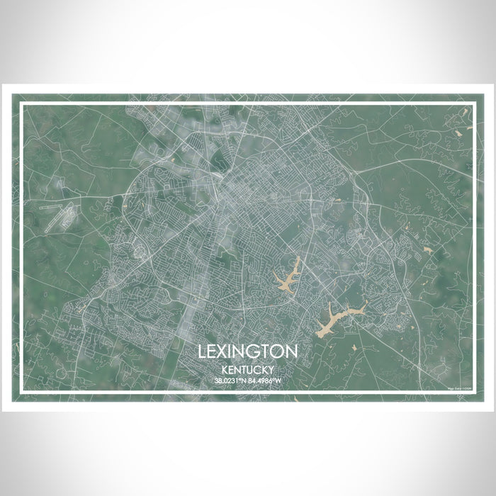 Lexington Kentucky Map Print Landscape Orientation in Afternoon Style With Shaded Background