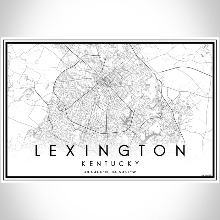 Lexington Kentucky Map Print Landscape Orientation in Classic Style With Shaded Background