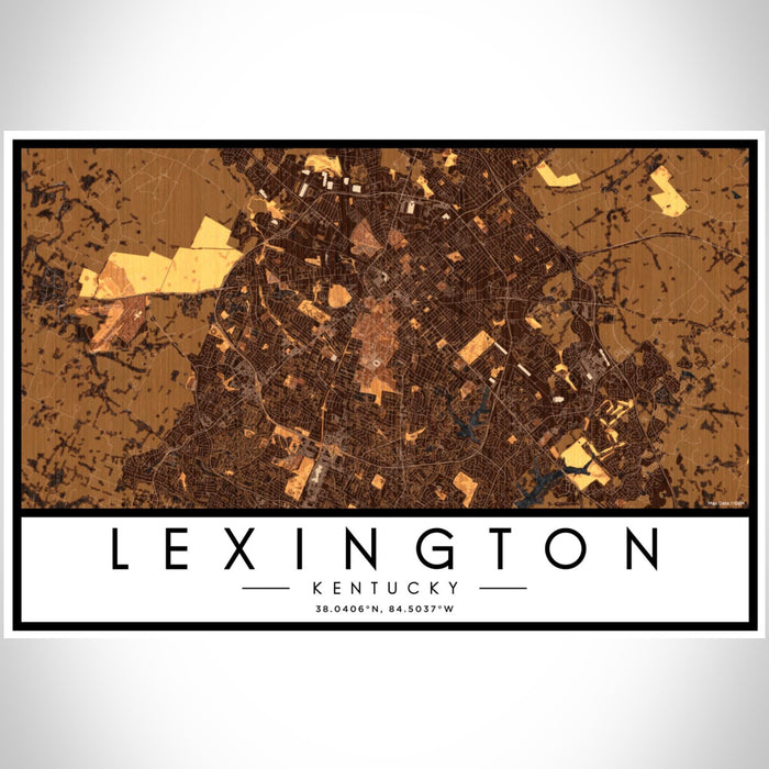 Lexington Kentucky Map Print Landscape Orientation in Ember Style With Shaded Background