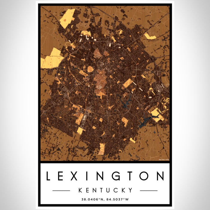 Lexington Kentucky Map Print Portrait Orientation in Ember Style With Shaded Background