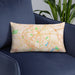Custom Lexington Kentucky Map Throw Pillow in Watercolor on Blue Colored Chair