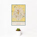 12x18 Lexington Kentucky Map Print Portrait Orientation in Woodblock Style With Small Cactus Plant in White Planter