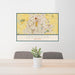 24x36 Lexington Kentucky Map Print Landscape Orientation in Woodblock Style Behind 2 Chairs Table and Potted Plant