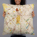 Person holding 22x22 Custom Lexington Kentucky Map Throw Pillow in Woodblock