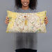 Person holding 20x12 Custom Lexington Kentucky Map Throw Pillow in Woodblock