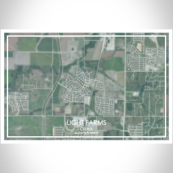 Light Farms Celina Map Print Landscape Orientation in Afternoon Style With Shaded Background