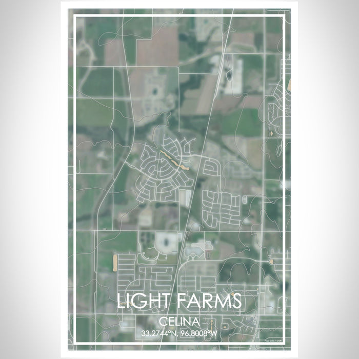 Light Farms Celina Map Print Portrait Orientation in Afternoon Style With Shaded Background
