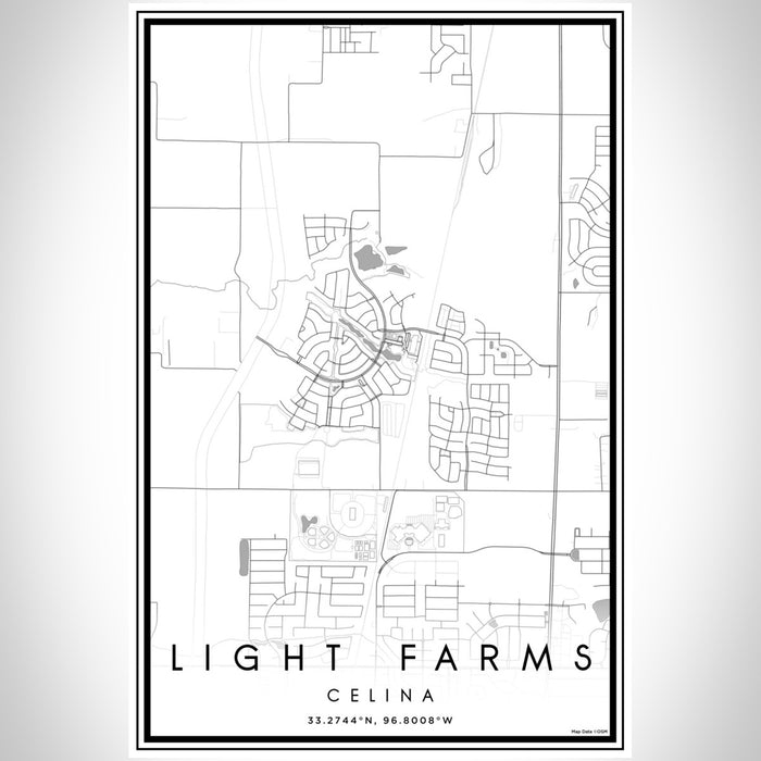 Light Farms Celina Map Print Portrait Orientation in Classic Style With Shaded Background