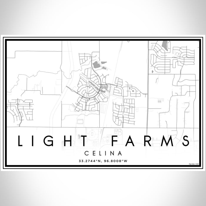 Light Farms Celina Map Print Landscape Orientation in Classic Style With Shaded Background