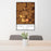 24x36 Light Farms Celina Map Print Portrait Orientation in Ember Style Behind 2 Chairs Table and Potted Plant