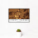 12x18 Light Farms Celina Map Print Landscape Orientation in Ember Style With Small Cactus Plant in White Planter