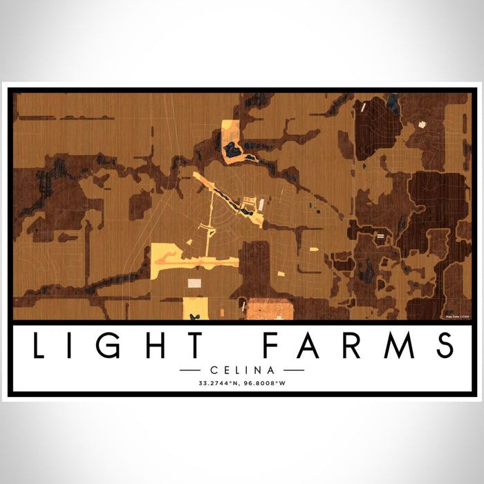 Light Farms Celina Map Print Landscape Orientation in Ember Style With Shaded Background