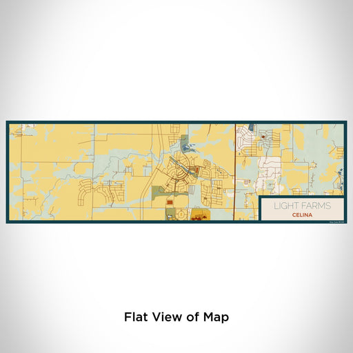 Flat View of Map Custom Light Farms Celina Map Enamel Mug in Woodblock