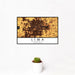 12x18 Lima Ohio Map Print Landscape Orientation in Ember Style With Small Cactus Plant in White Planter