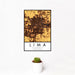12x18 Lima Ohio Map Print Portrait Orientation in Ember Style With Small Cactus Plant in White Planter