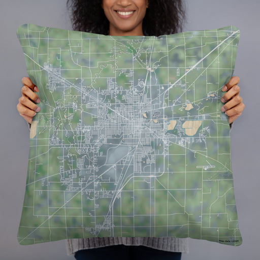 Person holding 22x22 Custom Lima Ohio Map Throw Pillow in Afternoon