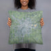 Person holding 18x18 Custom Lima Ohio Map Throw Pillow in Afternoon