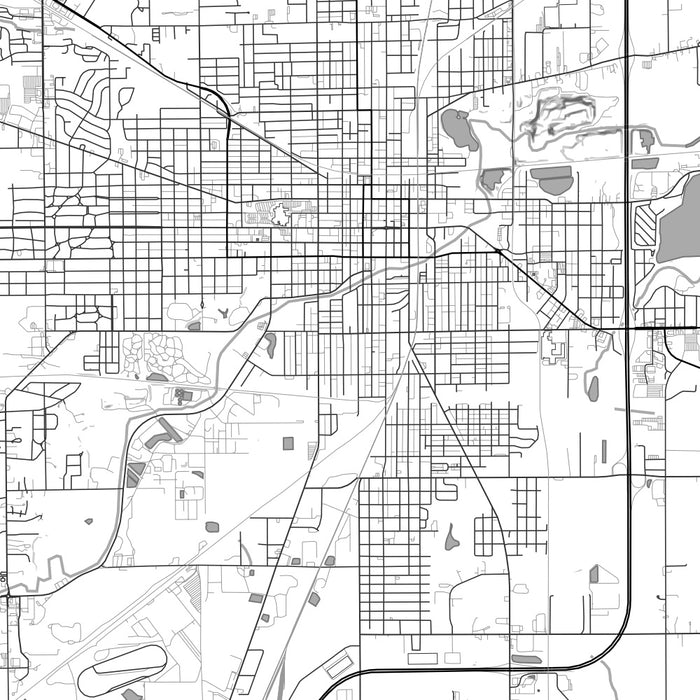 Lima Ohio Map Print in Classic Style Zoomed In Close Up Showing Details