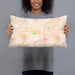 Person holding 20x12 Custom Lima Ohio Map Throw Pillow in Watercolor