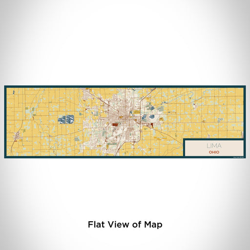 Flat View of Map Custom Lima Ohio Map Enamel Mug in Woodblock