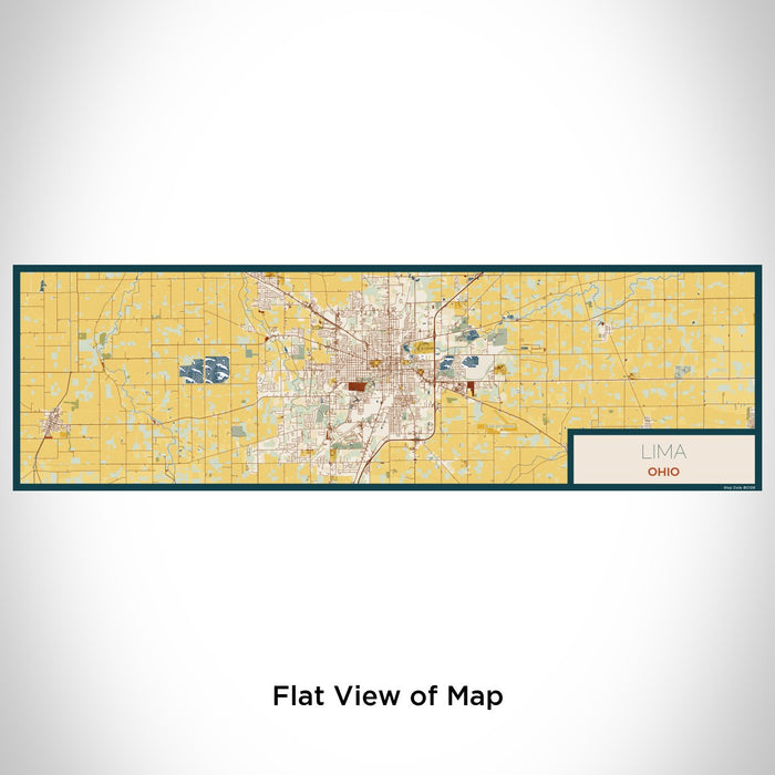 Flat View of Map Custom Lima Ohio Map Enamel Mug in Woodblock