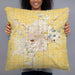 Person holding 22x22 Custom Lima Ohio Map Throw Pillow in Woodblock