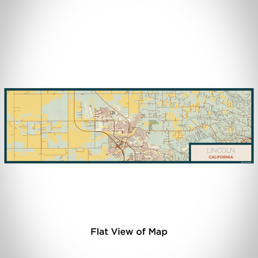 Flat View of Map Custom Lincoln California Map Enamel Mug in Woodblock