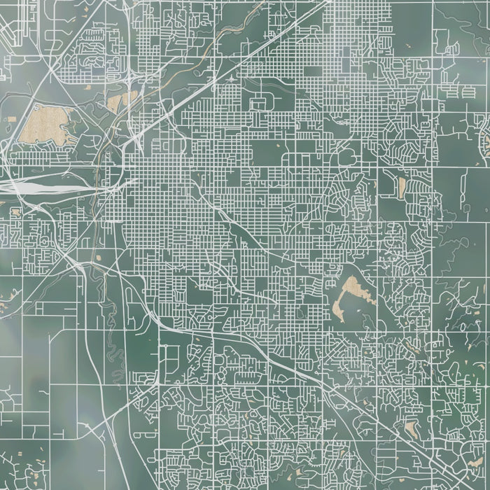 Lincoln Nebraska Map Print in Afternoon Style Zoomed In Close Up Showing Details