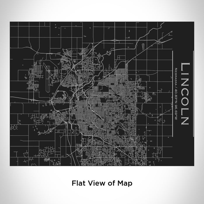 Rendered View of Lincoln Nebraska Map Engraving on 20oz Stainless Steel Insulated Bottle with Bamboo Top in Black