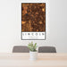 24x36 Lincoln Nebraska Map Print Portrait Orientation in Ember Style Behind 2 Chairs Table and Potted Plant