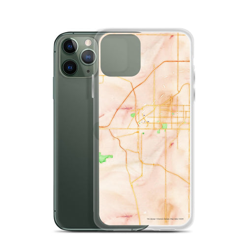 Custom Lincoln Nebraska Map Phone Case in Watercolor on Table with Laptop and Plant