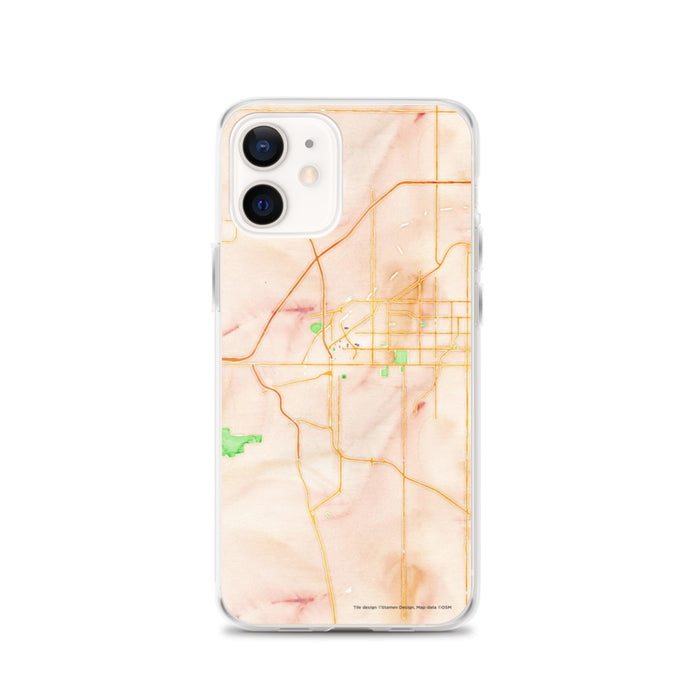 Custom Lincoln Nebraska Map iPhone 12 Phone Case in Watercolor